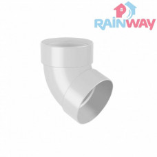 Колено (отвод) трубы двухмуфтовое 67° RAINWAY 90 система Белое